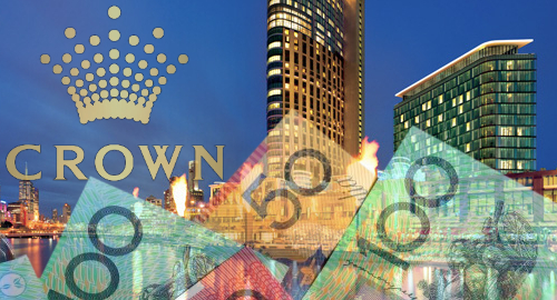 Images of Crown Resorts and money.